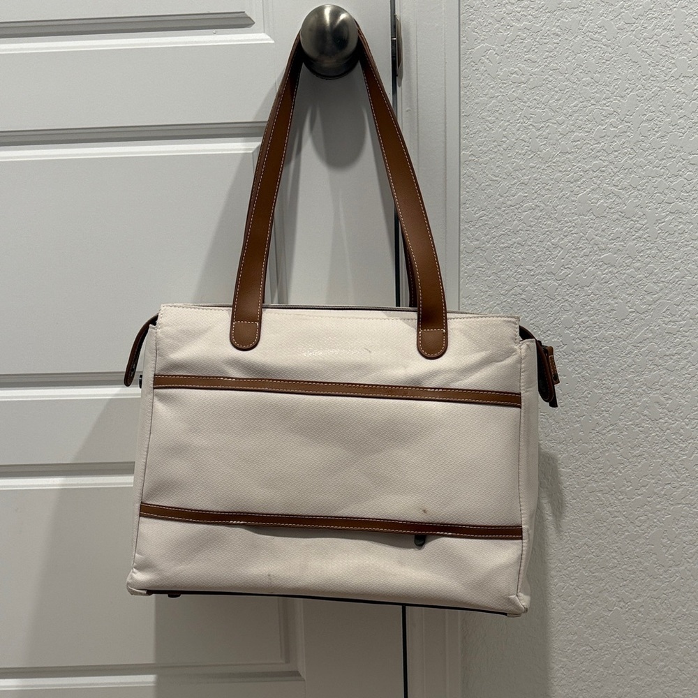 Delsey Paris Cream and Tan Shoulder Bag - Picture 2 of 7